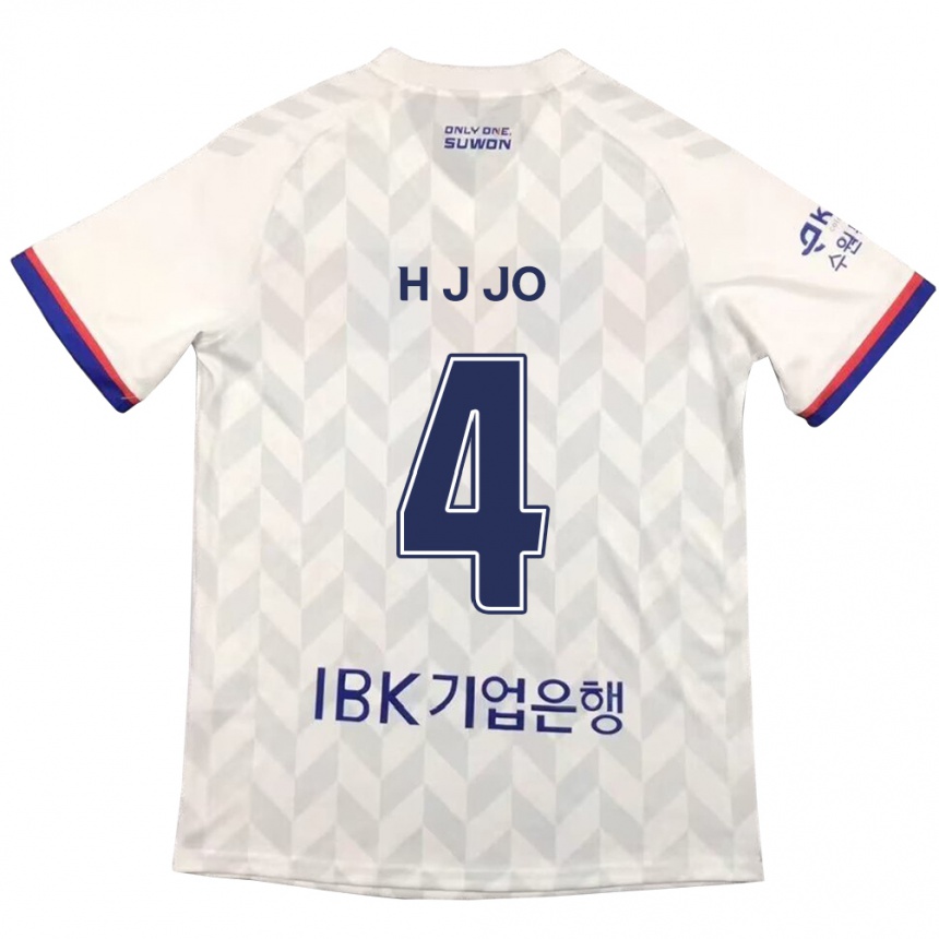 メンズフットボールJun-Hyun Jo#4白青アウェイシャツ2024/25ジャージーユニフォーム