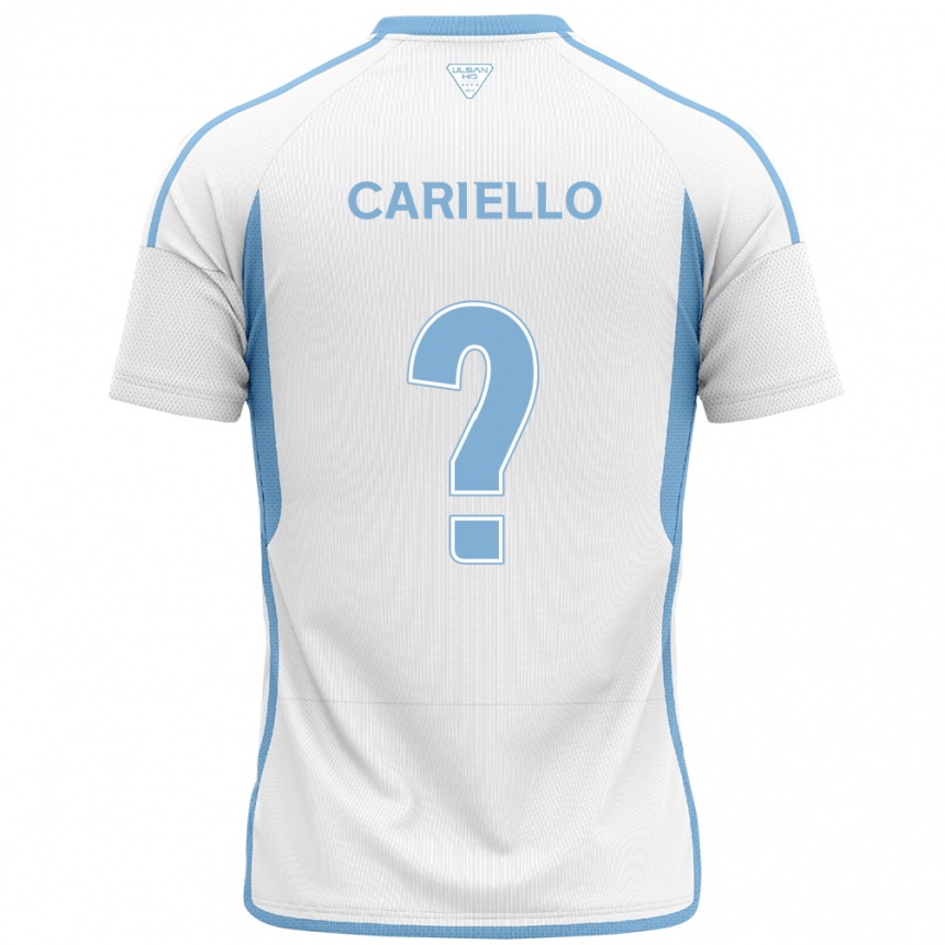 メンズフットボールYago Cariello#0白青アウェイシャツ2024/25ジャージーユニフォーム