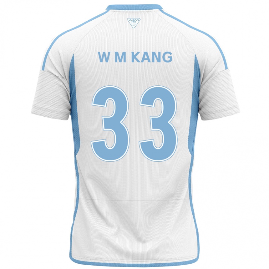 メンズフットボールMin-Woo Kang#33白青アウェイシャツ2024/25ジャージーユニフォーム