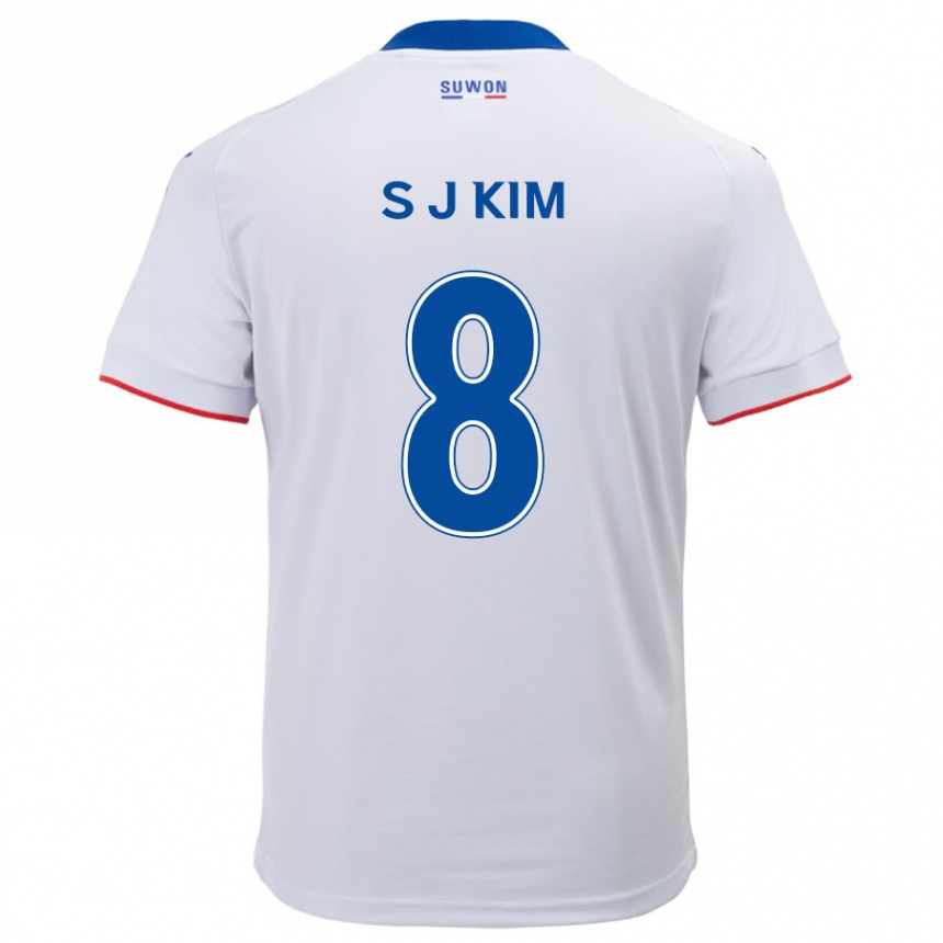 メンズフットボールJi-Sung Kim#8白青アウェイシャツ2024/25ジャージーユニフォーム