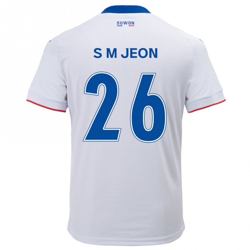 メンズフットボールMin-Seung Jeon#26白青アウェイシャツ2024/25ジャージーユニフォーム