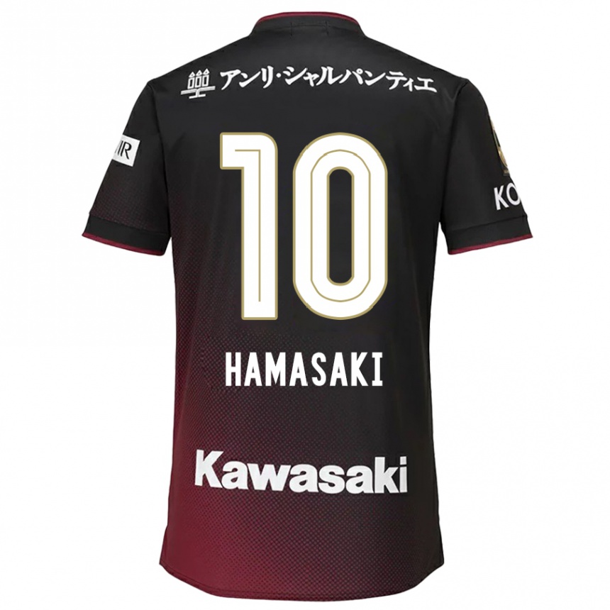 レディースフットボールKento Hamasaki#10ブラックレッドホームシャツ2024/25ジャージーユニフォーム