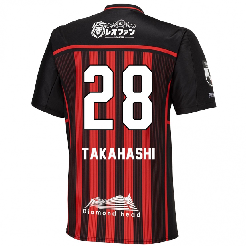 レディースフットボールKoga Takahashi#28赤、黒ホームシャツ2024/25ジャージーユニフォーム