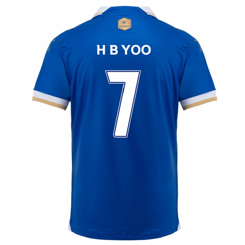 レディースフットボールByung-Heon Yoo#7ブルーホワイトホームシャツ2024/25ジャージーユニフォーム