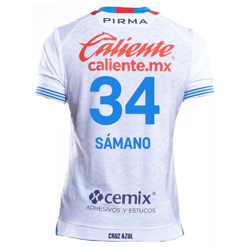 レディースフットボールLeonardo Sámano#34白青アウェイシャツ2024/25ジャージーユニフォーム