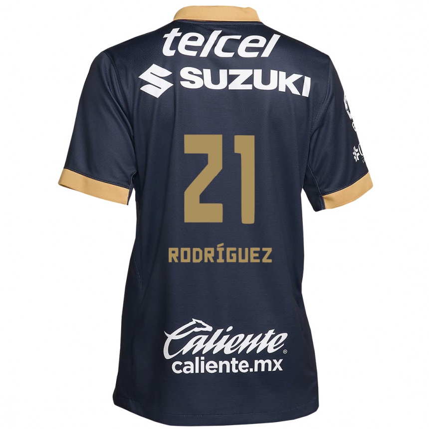 レディースフットボールMichell Rodríguez#21オブシディアンゴールドホワイトアウェイシャツ2024/25ジャージーユニフォーム