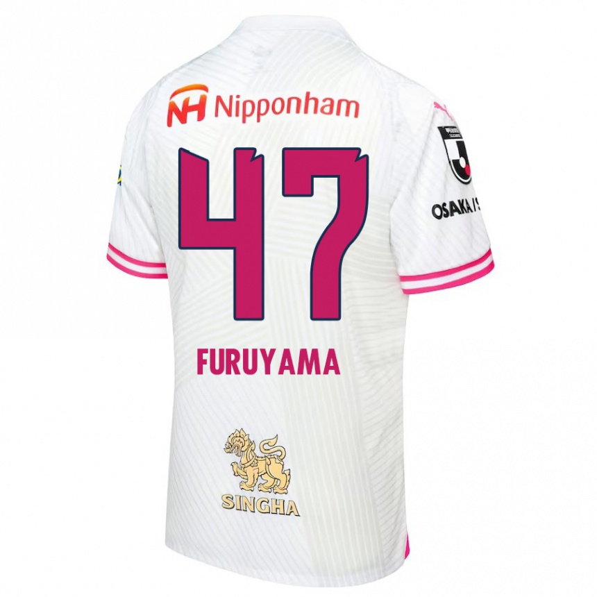 レディースフットボールKengo Furuyama#47ホワイト ピンクアウェイシャツ2024/25ジャージーユニフォーム