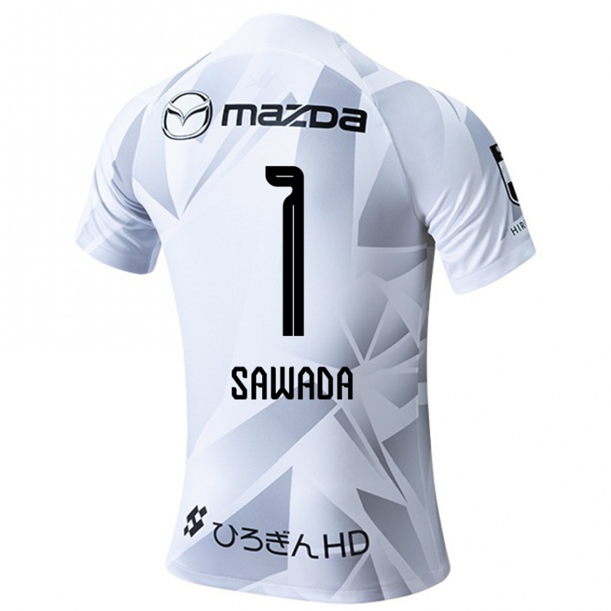 レディースフットボールShunsuke Sawada#1ホワイト グレー ブラックアウェイシャツ2024/25ジャージーユニフォーム