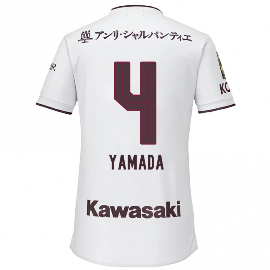 レディースフットボールKaito Yamada#4赤、白アウェイシャツ2024/25ジャージーユニフォーム