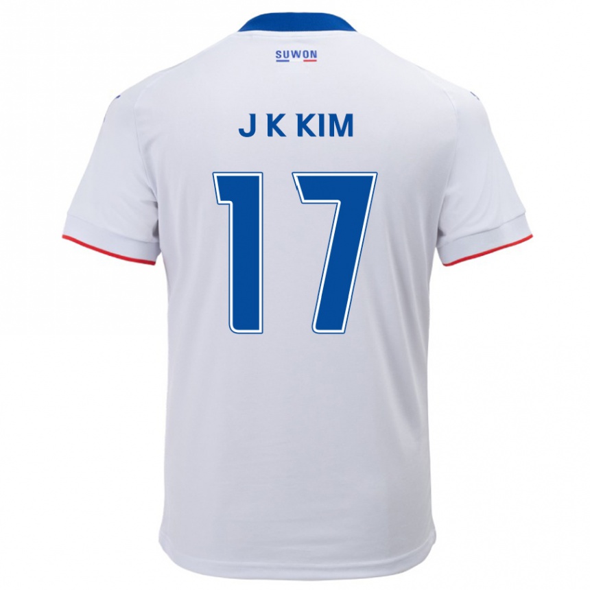 レディースフットボールKyeong-Jung Kim#17白青アウェイシャツ2024/25ジャージーユニフォーム