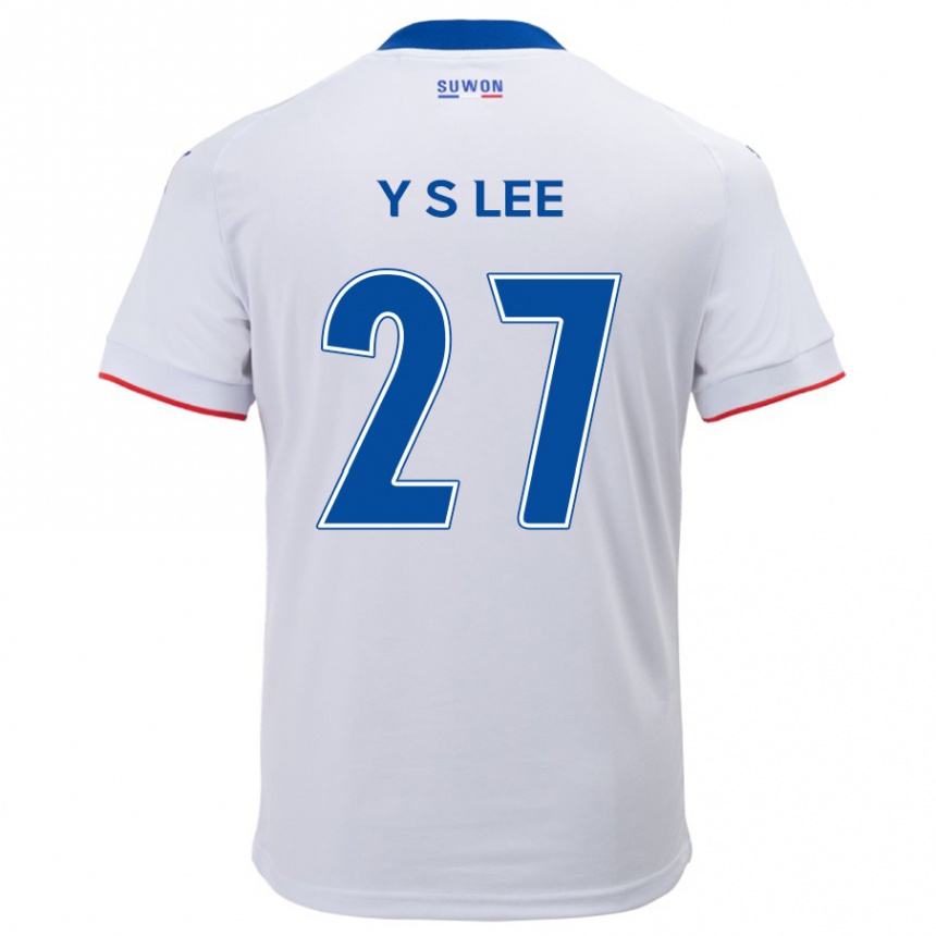 レディースフットボールShi-Yeong Lee#27白青アウェイシャツ2024/25ジャージーユニフォーム