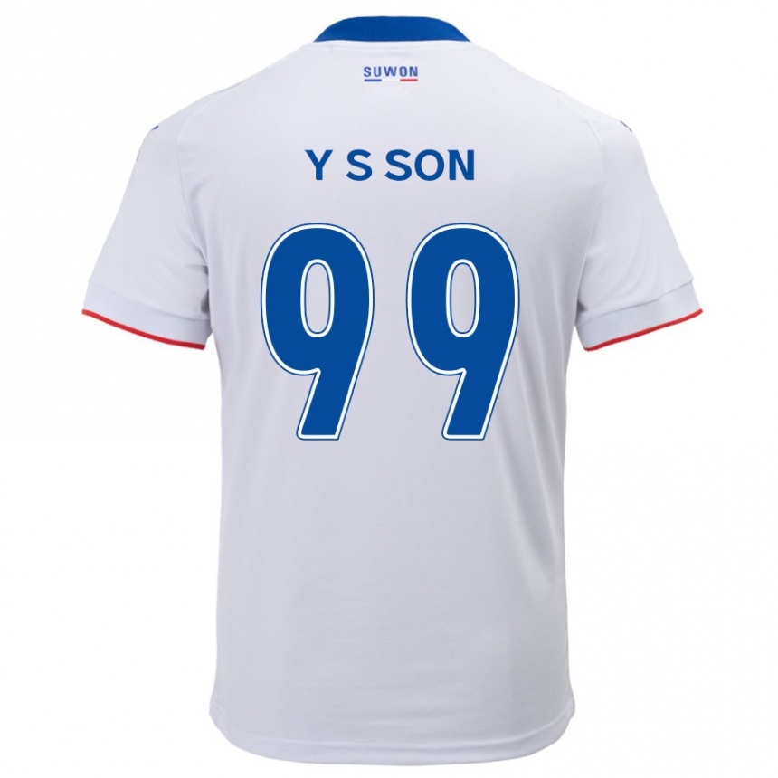 レディースフットボールSuk-Yong Son#99白青アウェイシャツ2024/25ジャージーユニフォーム