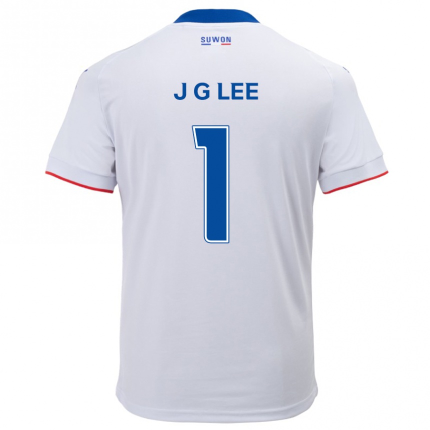 レディースフットボールGyeong-Jun Lee#1白青アウェイシャツ2024/25ジャージーユニフォーム