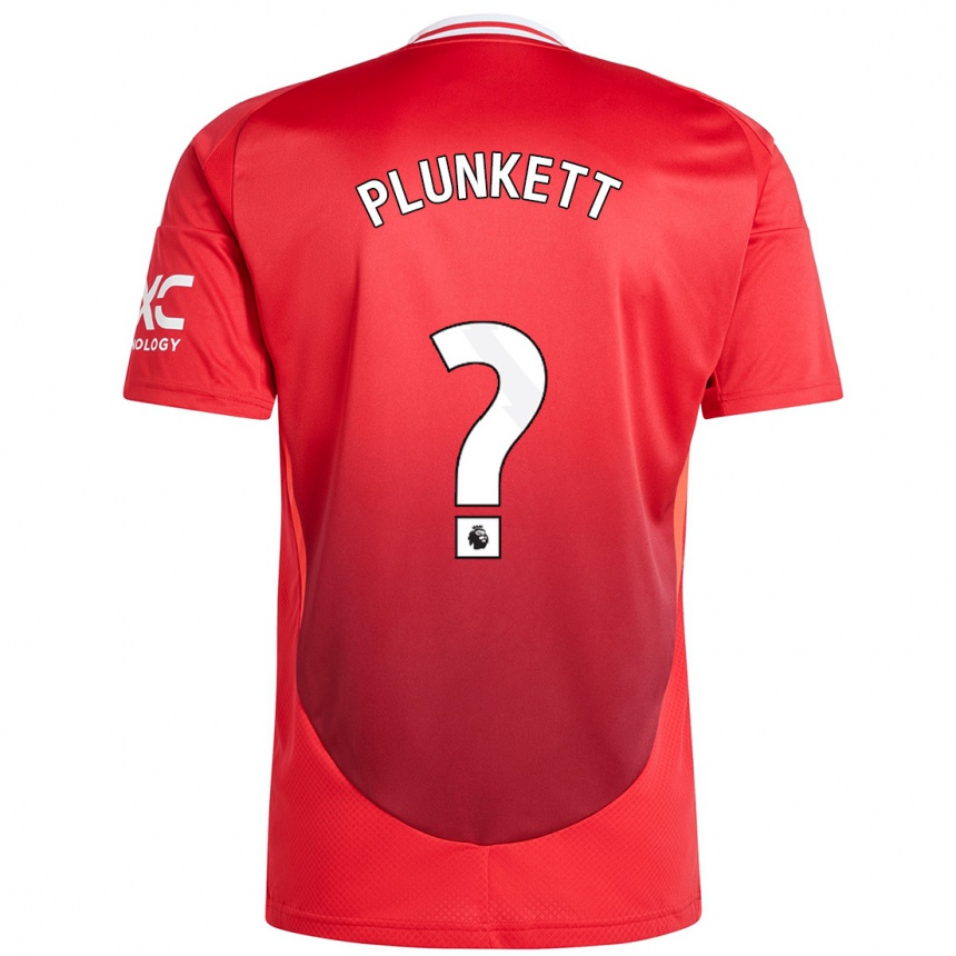 キッズフットボールDante Plunkett#0明るい赤ホームシャツ2024/25ジャージーユニフォーム