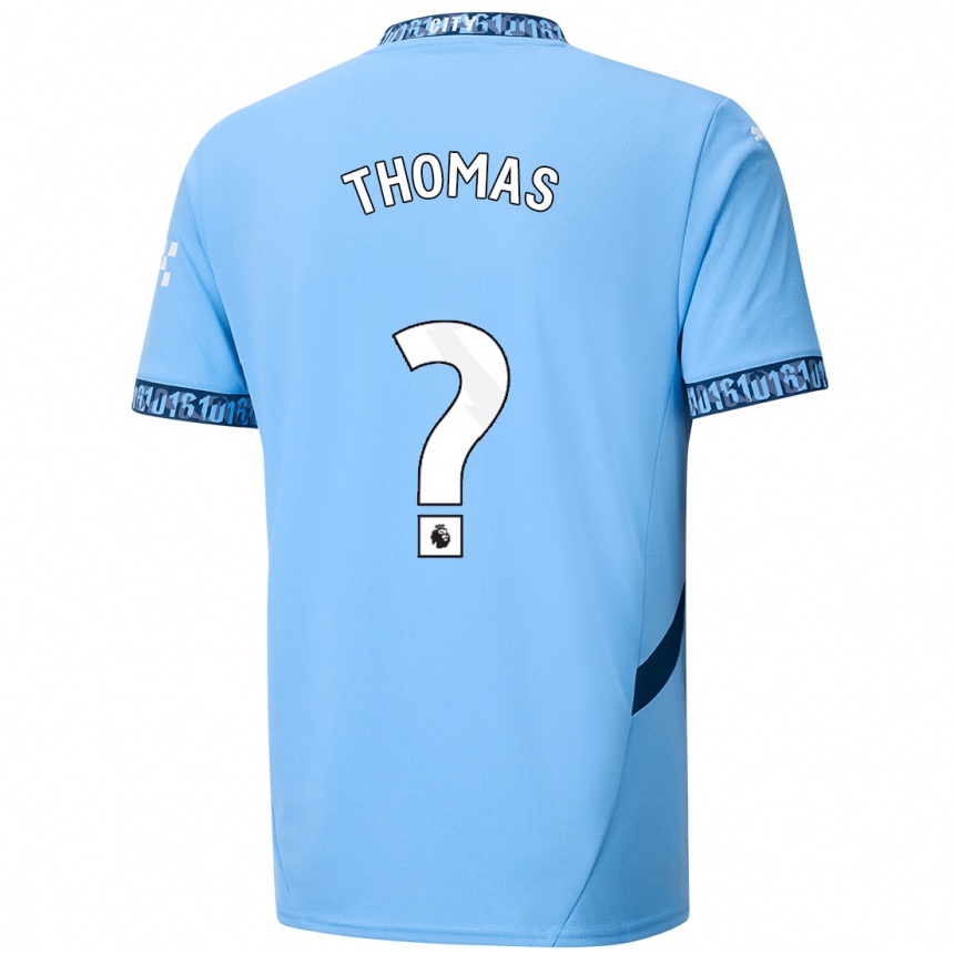 キッズフットボールRhys Thomas#0ネイビーブルーホームシャツ2024/25ジャージーユニフォーム