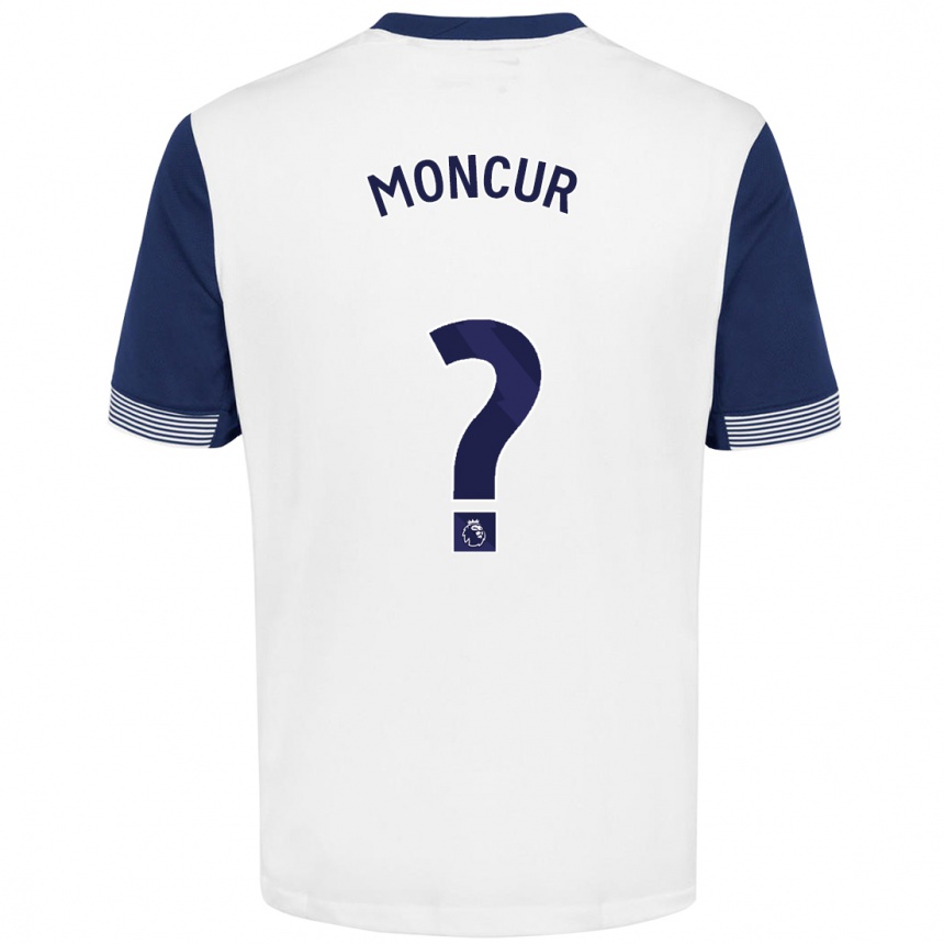 キッズフットボールRonny Moncur#0ホワイト ブルーホームシャツ2024/25ジャージーユニフォーム