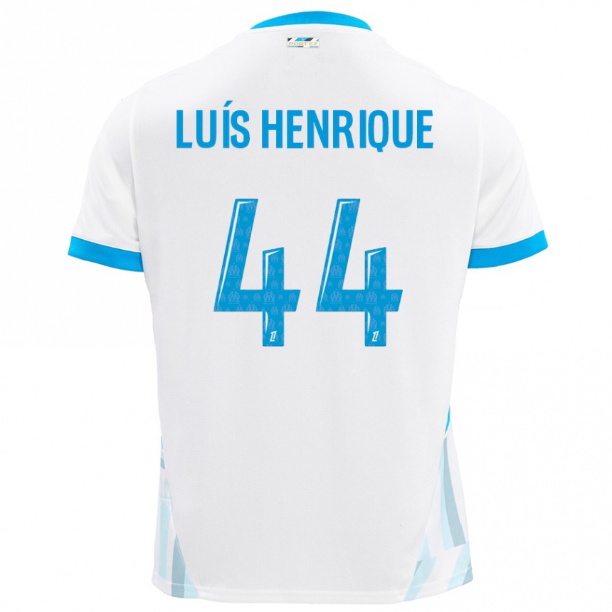 キッズフットボールLuis Henrique#44白 空 青ホームシャツ2024/25ジャージーユニフォーム