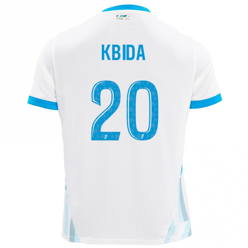 キッズフットボールInès Kbida#20白 空 青ホームシャツ2024/25ジャージーユニフォーム