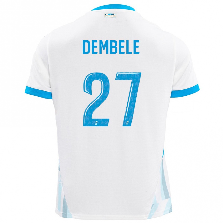 キッズフットボールCoumba Dembélé#27白 空 青ホームシャツ2024/25ジャージーユニフォーム