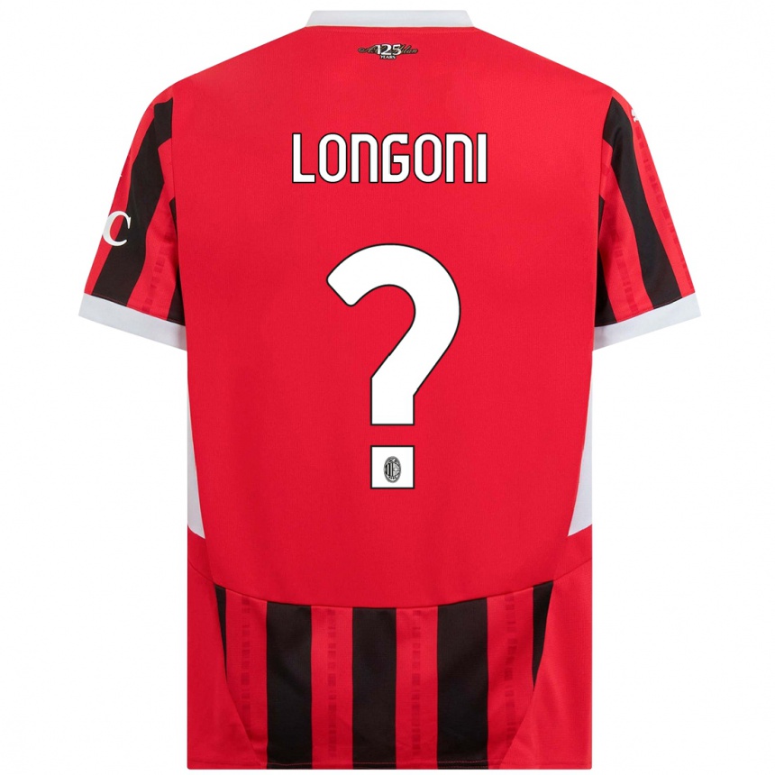 キッズフットボールAlessandro Longoni#0赤黒ホームシャツ2024/25ジャージーユニフォーム