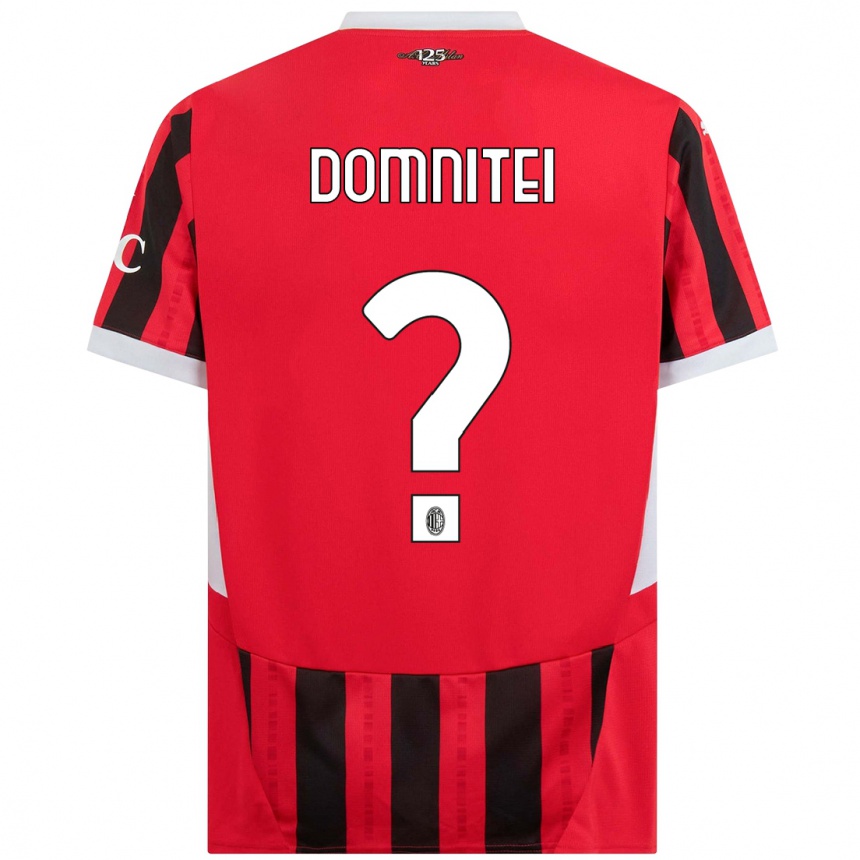 キッズフットボールFrancesco Domniței#0赤黒ホームシャツ2024/25ジャージーユニフォーム