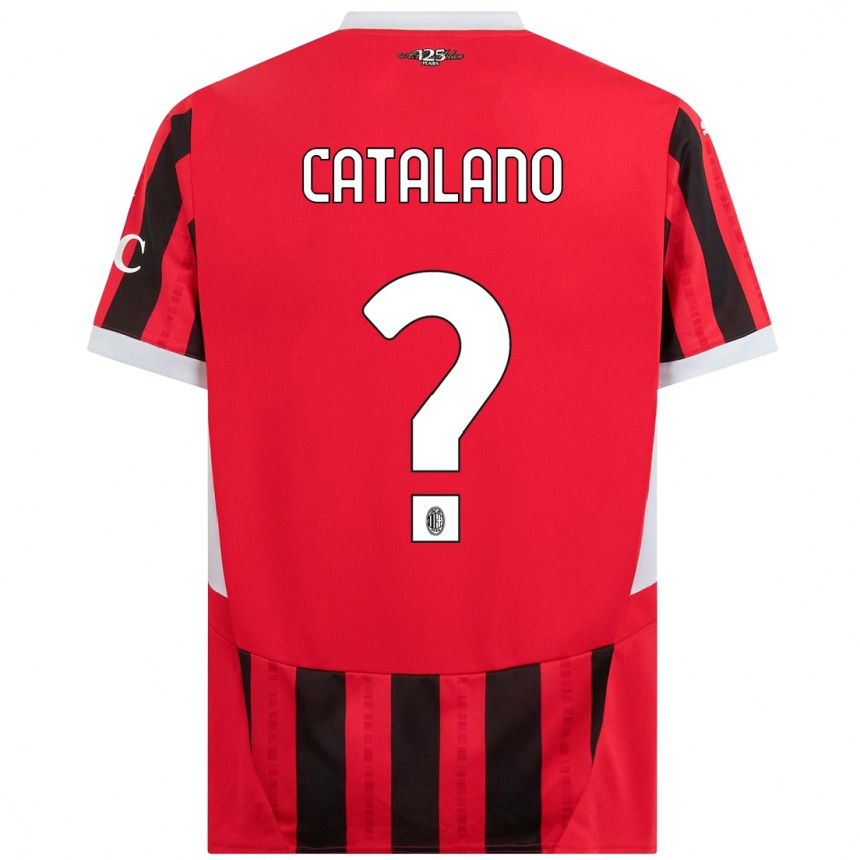 キッズフットボールAlessio Catalano#0赤黒ホームシャツ2024/25ジャージーユニフォーム