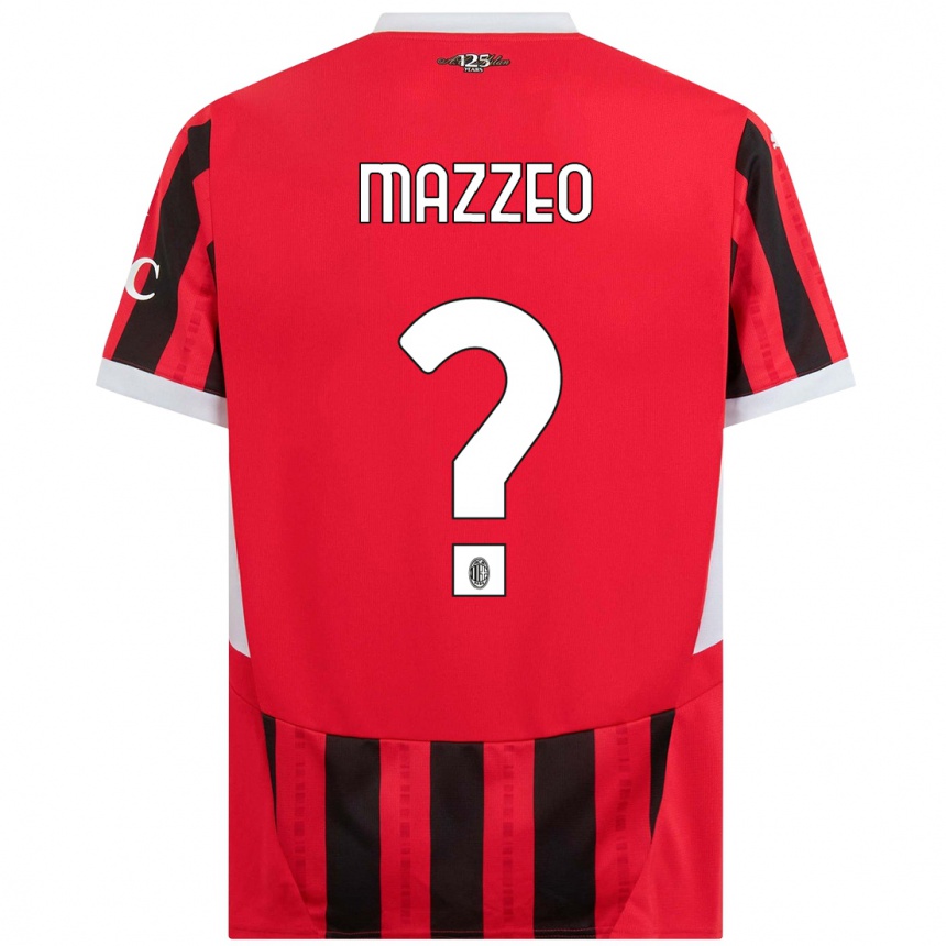 キッズフットボールKevin Mazzeo#0赤黒ホームシャツ2024/25ジャージーユニフォーム