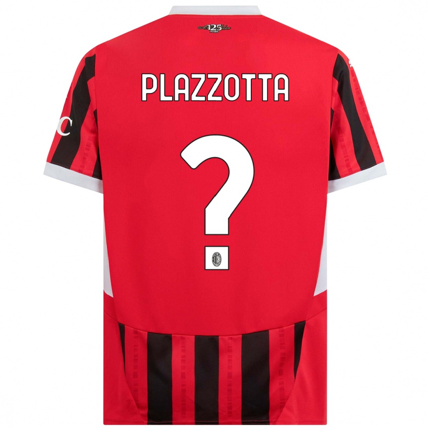 キッズフットボールFilippo Plazzotta#0赤黒ホームシャツ2024/25ジャージーユニフォーム