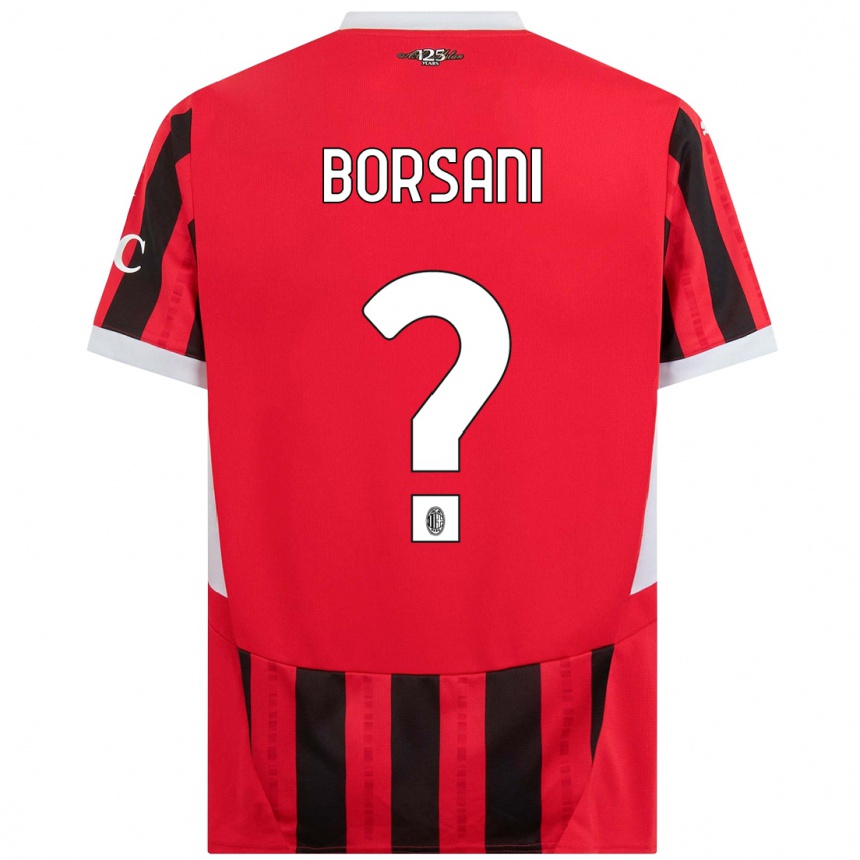 キッズフットボールEmanuele Borsani#0赤黒ホームシャツ2024/25ジャージーユニフォーム