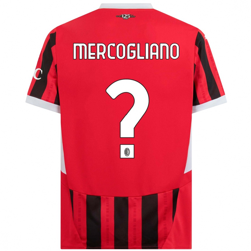 キッズフットボールMattia Mercogliano#0赤黒ホームシャツ2024/25ジャージーユニフォーム