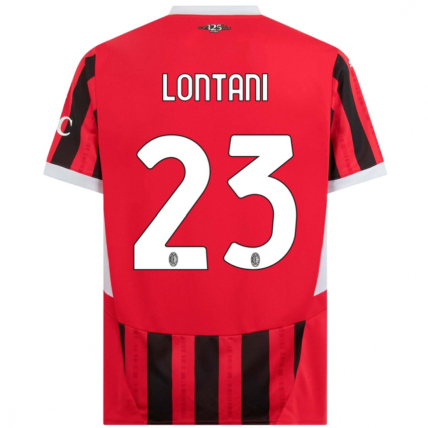 キッズフットボールSimone Lontani#23赤黒ホームシャツ2024/25ジャージーユニフォーム