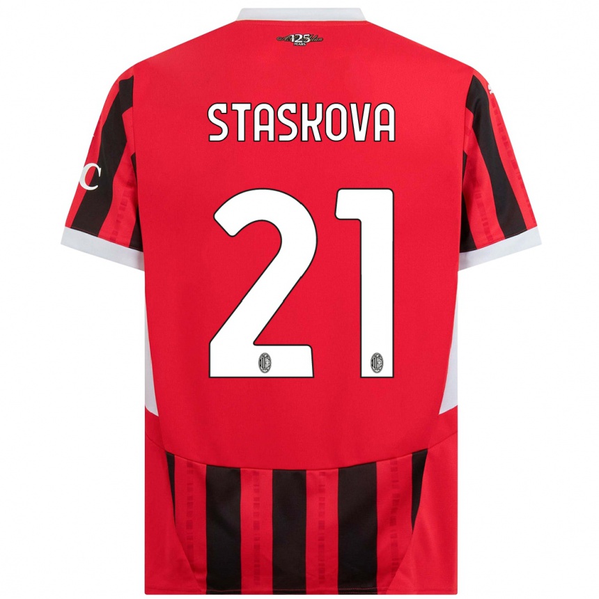 キッズフットボールAndrea Stašková#21赤黒ホームシャツ2024/25ジャージーユニフォーム