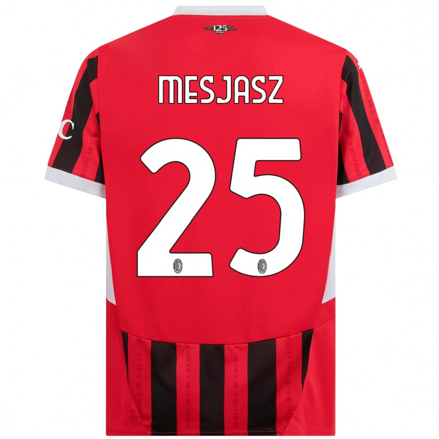 キッズフットボールMałgorzata Mesjasz#25赤黒ホームシャツ2024/25ジャージーユニフォーム