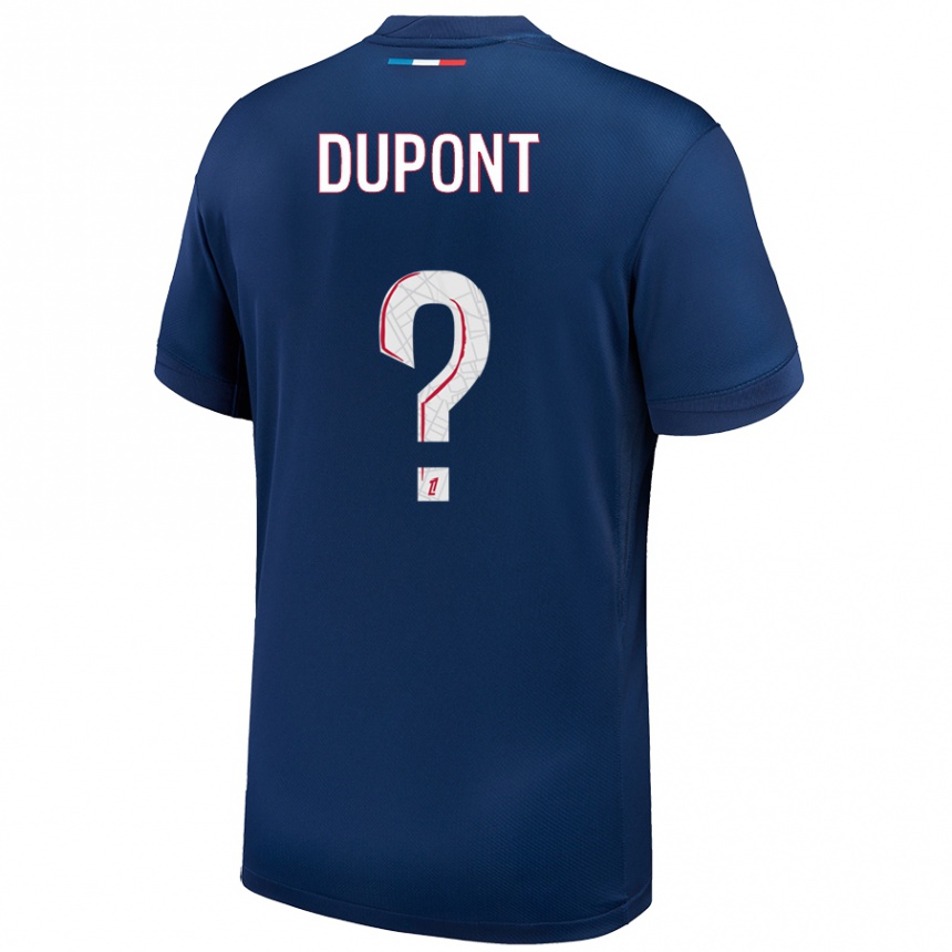 キッズフットボールRaphaël Dupont#0ネイビーブルー ホワイトホームシャツ2024/25ジャージーユニフォーム