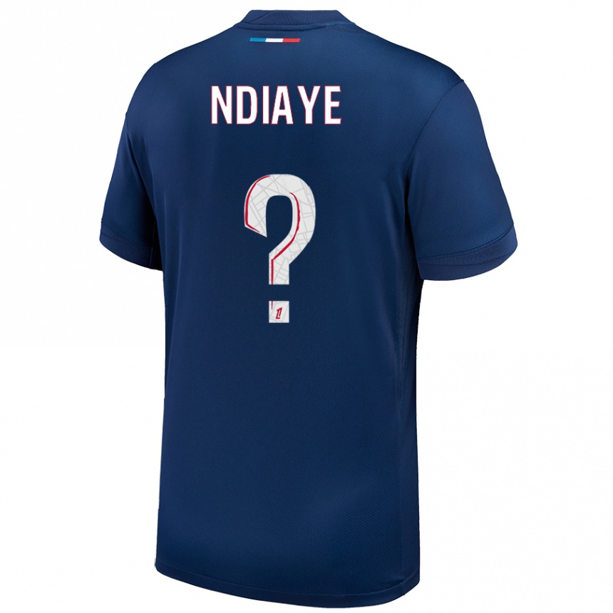 キッズフットボールMoctar Ndiaye#0ネイビーブルー ホワイトホームシャツ2024/25ジャージーユニフォーム