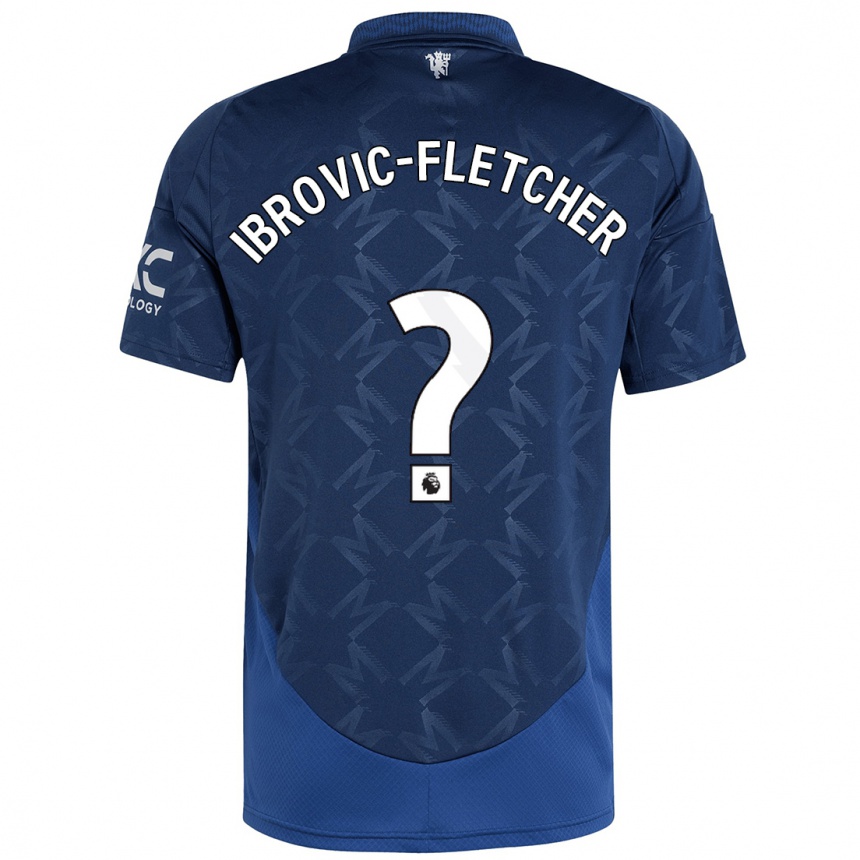 キッズフットボールEdward Ibrovic-Fletcher#0インジゴアウェイシャツ2024/25ジャージーユニフォーム