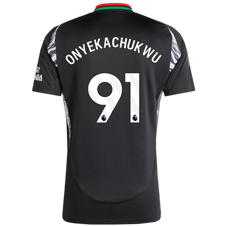 キッズフットボールSamuel Onyekachukwu#91黒アウェイシャツ2024/25ジャージーユニフォーム