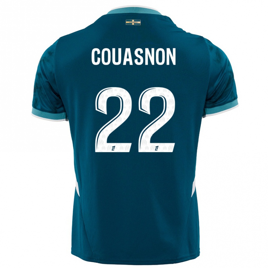 キッズフットボールRoxane Couasnon#22ターコイズブルーアウェイシャツ2024/25ジャージーユニフォーム