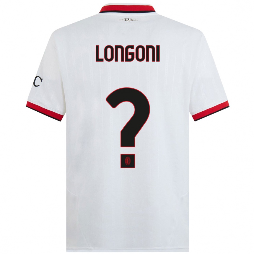 キッズフットボールAlessandro Longoni#0白 黒 赤アウェイシャツ2024/25ジャージーユニフォーム