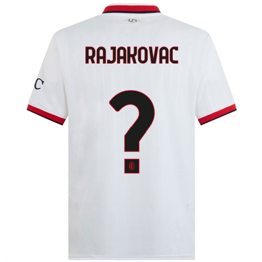 キッズフットボールMihajlo Rajakovac#0白 黒 赤アウェイシャツ2024/25ジャージーユニフォーム