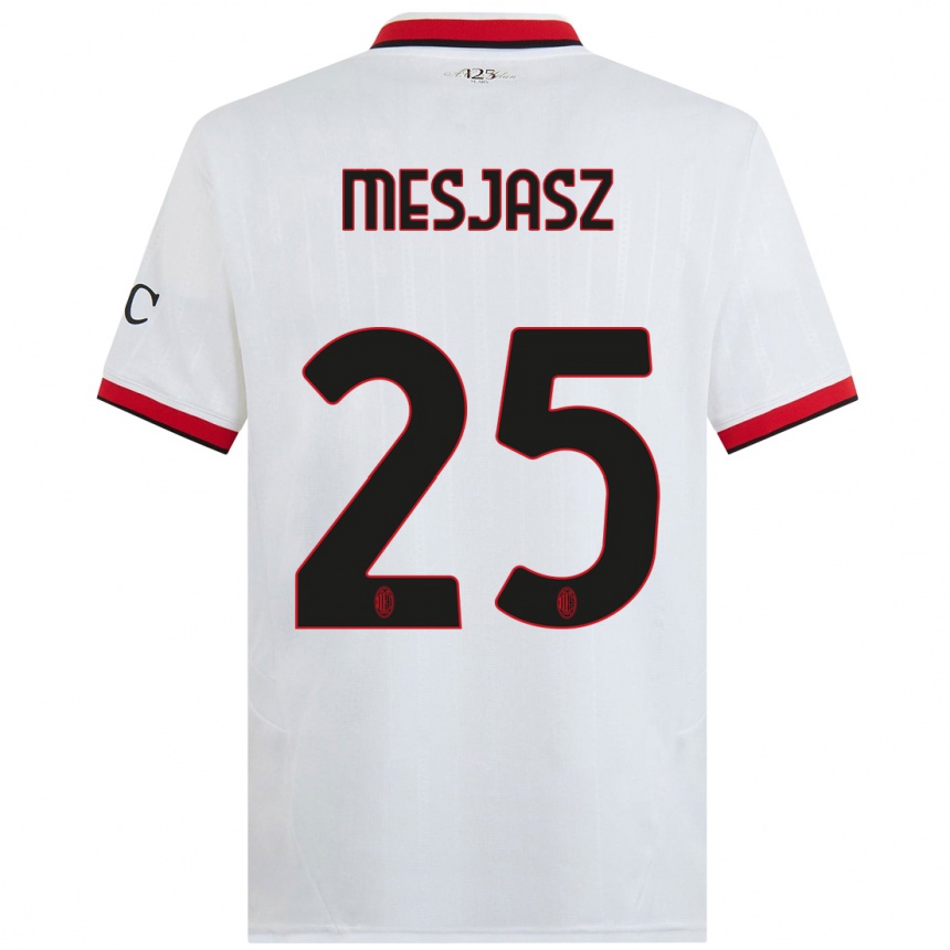 キッズフットボールMałgorzata Mesjasz#25白 黒 赤アウェイシャツ2024/25ジャージーユニフォーム