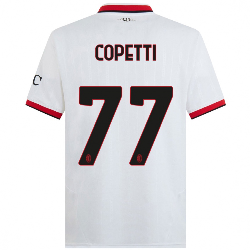 キッズフットボールMatilde Copetti#77白 黒 赤アウェイシャツ2024/25ジャージーユニフォーム