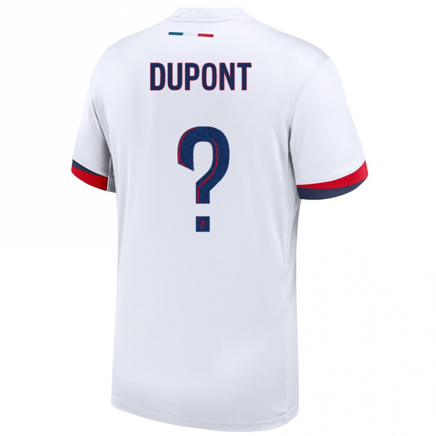 キッズフットボールRaphaël Dupont#0白 青 赤アウェイシャツ2024/25ジャージーユニフォーム