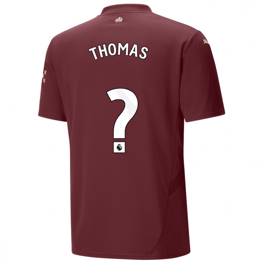 キッズフットボールRhys Thomas#0マルーンサードユニフォームシャツ2024/25ジャージーユニフォーム