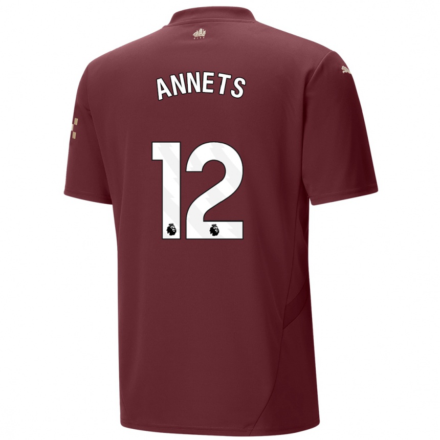 キッズフットボールEve Annets#12マルーンサードユニフォームシャツ2024/25ジャージーユニフォーム