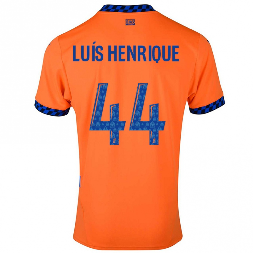 キッズフットボールLuis Henrique#44オレンジ ダークブルーサードユニフォームシャツ2024/25ジャージーユニフォーム