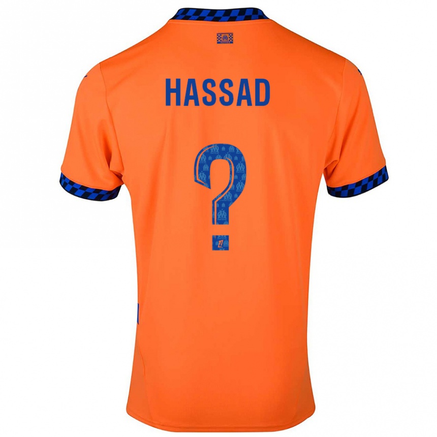 キッズフットボールRayan Hassad#0オレンジ ダークブルーサードユニフォームシャツ2024/25ジャージーユニフォーム