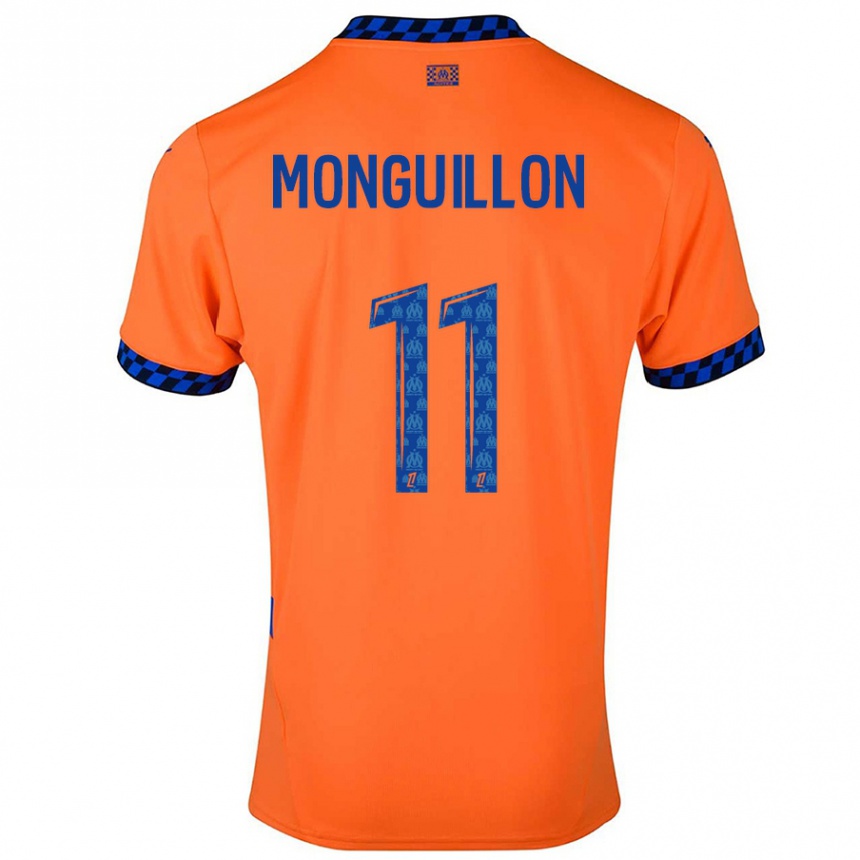 キッズフットボールCoralie Monguillon#11オレンジ ダークブルーサードユニフォームシャツ2024/25ジャージーユニフォーム