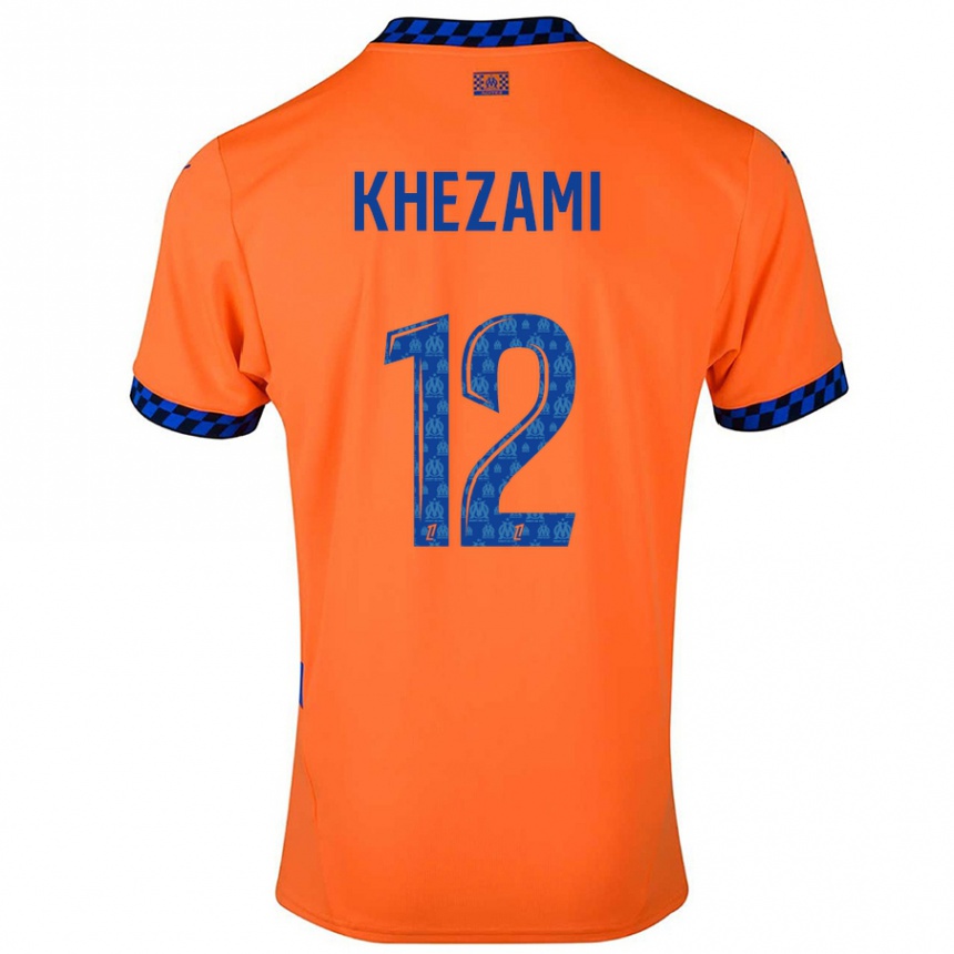 キッズフットボールRoselène Khezami#12オレンジ ダークブルーサードユニフォームシャツ2024/25ジャージーユニフォーム