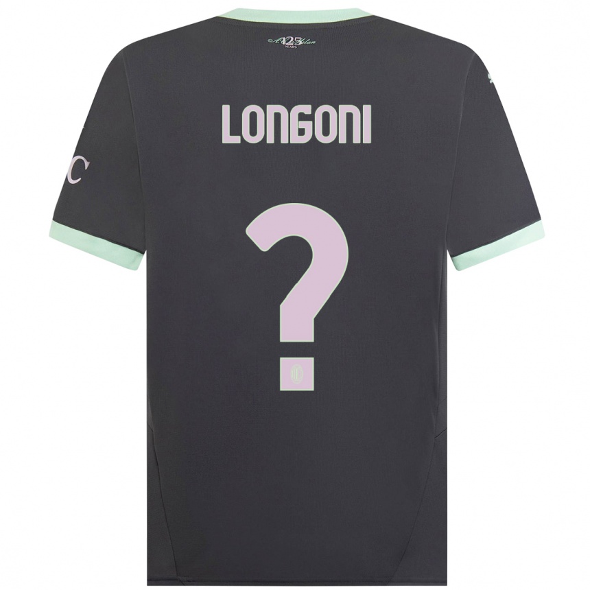 キッズフットボールAlessandro Longoni#0グレーサードユニフォームシャツ2024/25ジャージーユニフォーム